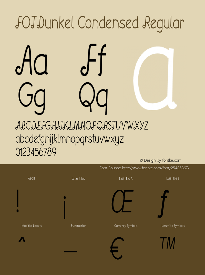 FOTDunkel-CondensedRegular Version 1.000 Font Sample