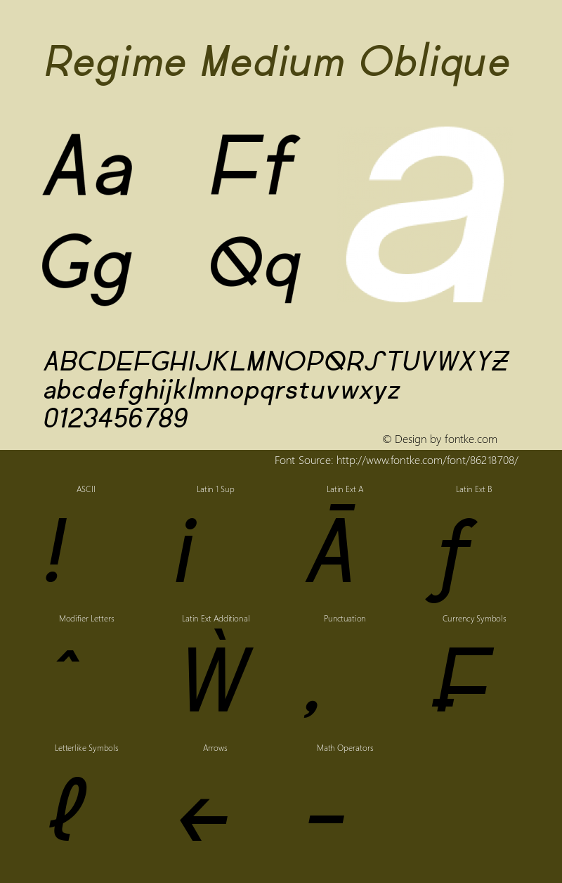 Regime Medium Oblique Version 1.000 Font Sample