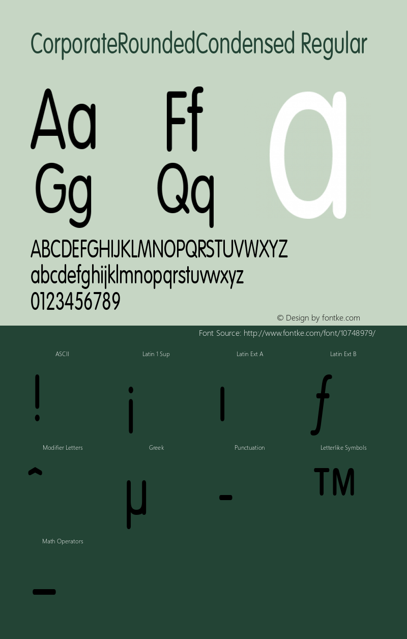 CorporateRoundedCondensed Regular Rev. 003.000 Font Sample