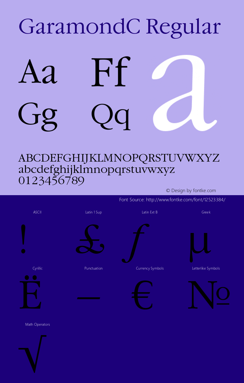 GaramondC Regular OTF 1.0;PS 001.000;Core 116;AOCM 1.0 28 Font Sample