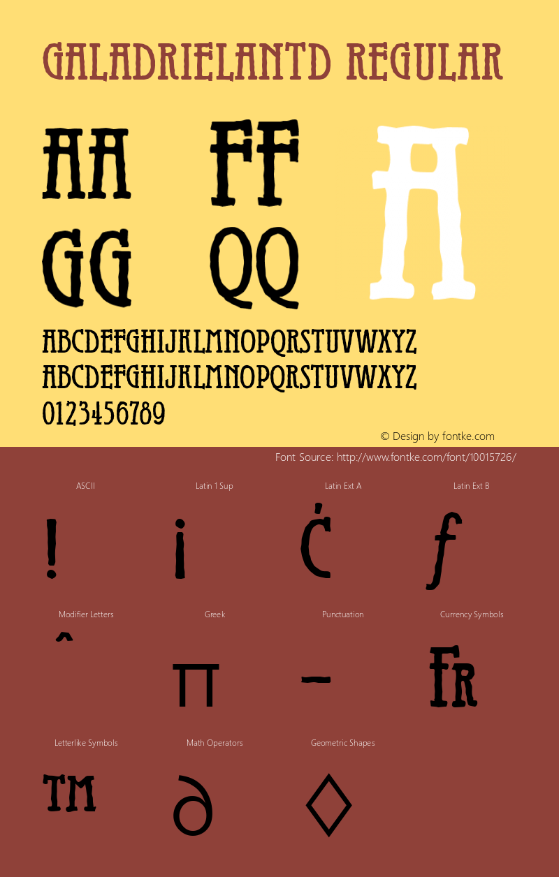 GaladrielAntD Regular Version 001.005 Font Sample