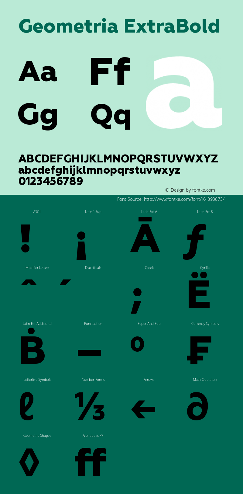 Geometria-ExtraBold Version 1.000 Font Sample