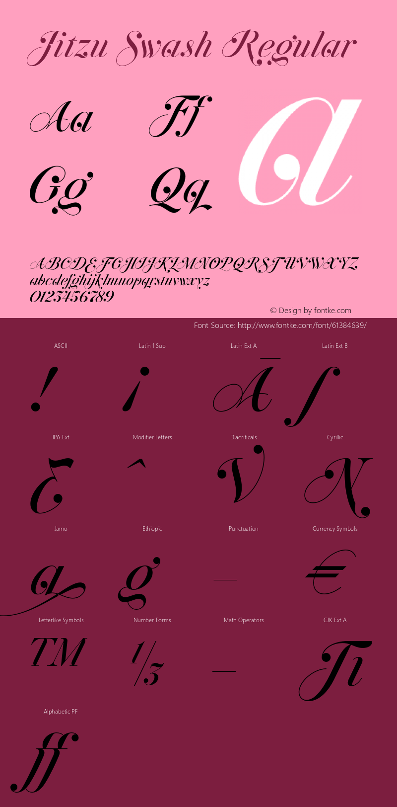 Jitzu Swash Regular Version 1.000 Font Sample