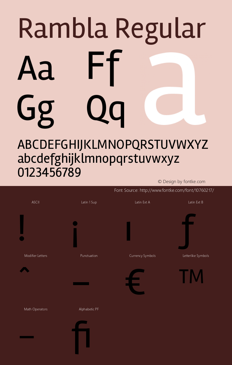 Rambla Regular Version 1.001 Font Sample