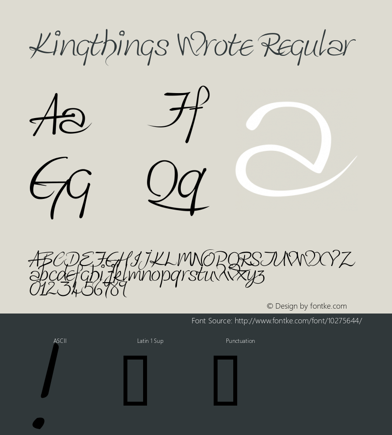 Kingthings Wrote Regular Version 1.0 September 2004 Font Sample