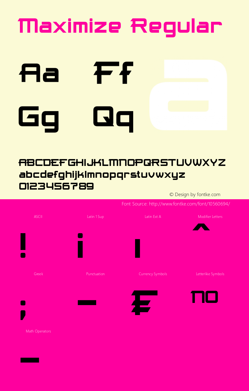 Maximize Regular Version 1.10 June 18, 2014 Font Sample