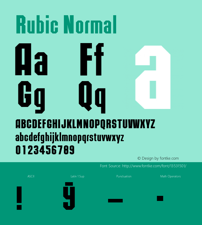 Rubic Normal 1.0 Mon Aug 03 16:56:51 1992 Font Sample