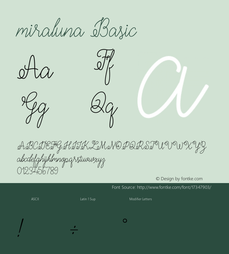 miraluna Basic 1.000 Font Sample