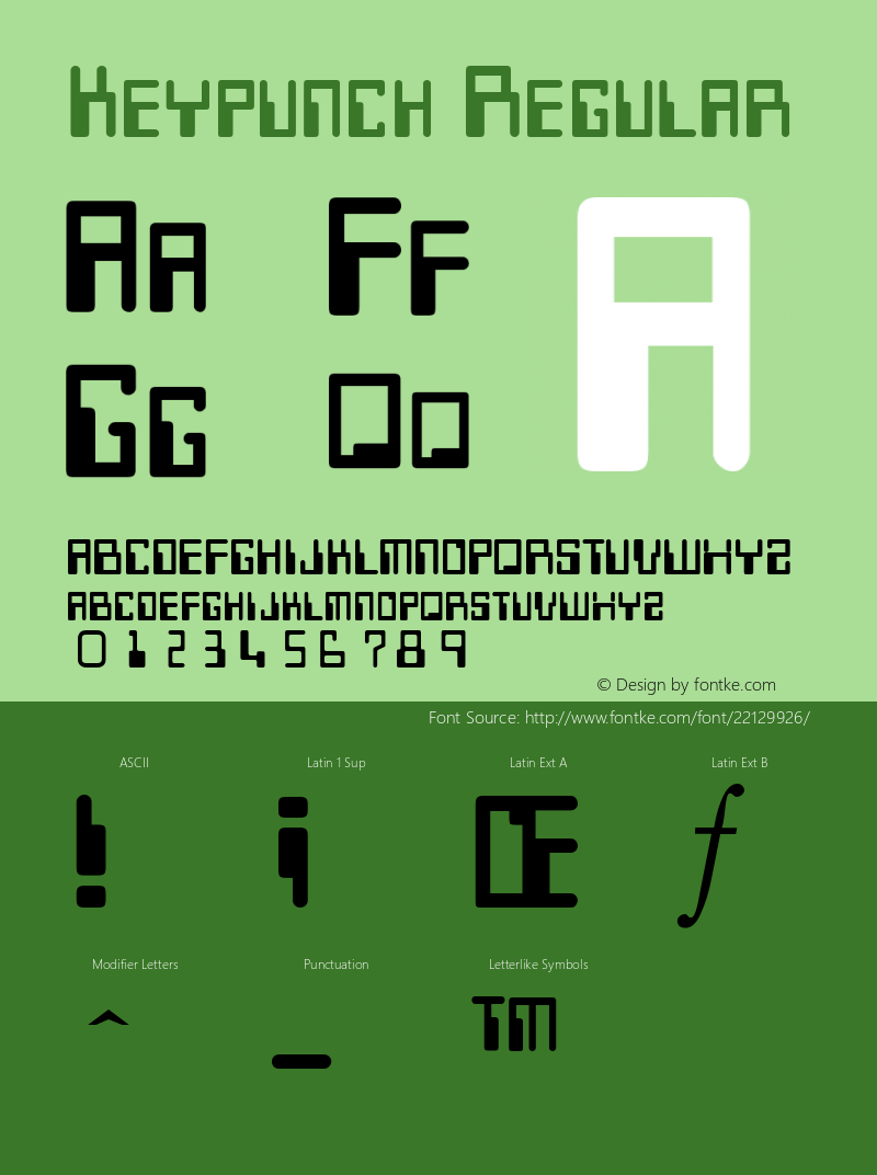 Keypunch v1.0c Font Sample