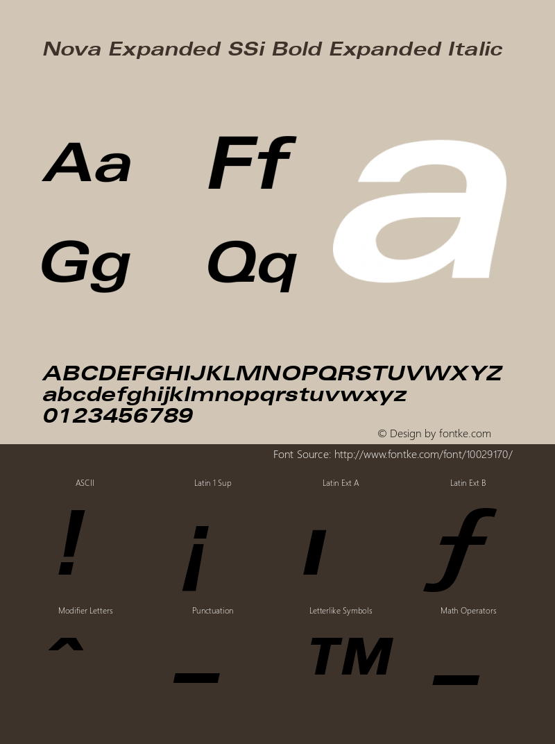 Nova Expanded SSi Bold Expanded Italic 001.000 Font Sample