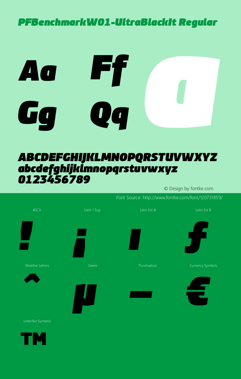 PF Benchmark W01 Ult Black It Version 1.00 Font Sample