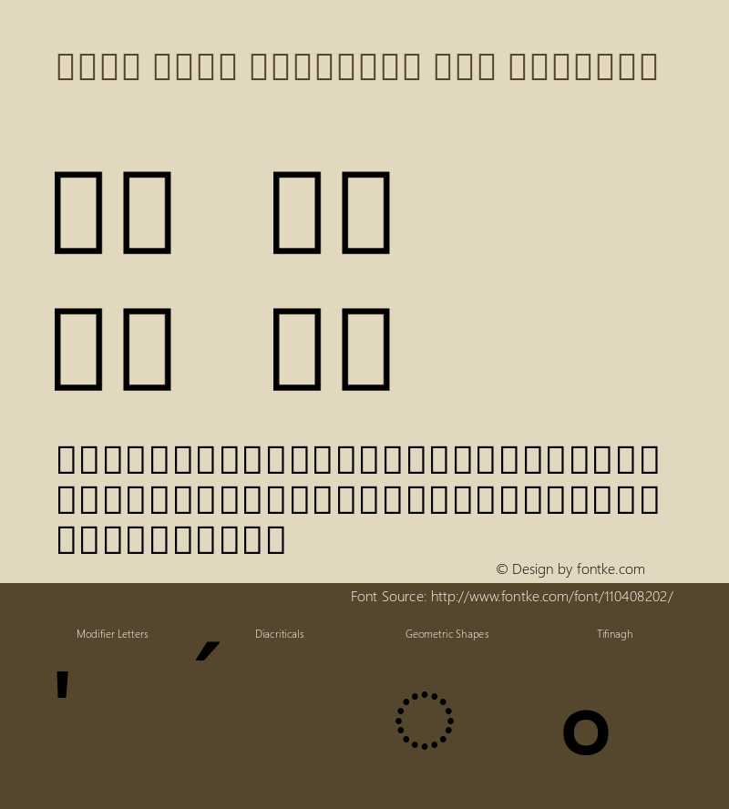 Noto Sans Tifinagh APT Regular Version 2.002; ttfautohint (v1.8.3) -l 8 -r 50 -G 200 -x 14 -D tfng -f none -a qsq -X 