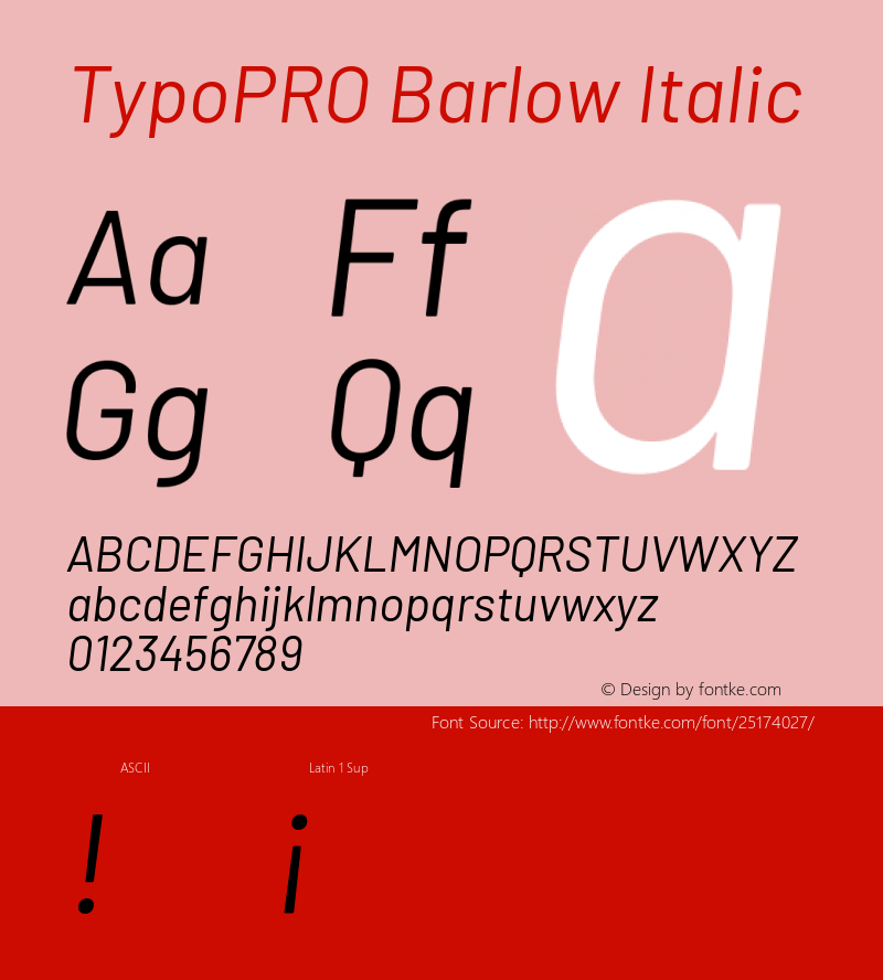 TypoPRO Barlow Italic Version 1.301 Font Sample