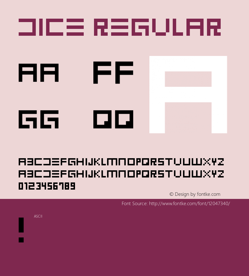 DICE Regular Version 1.0 Font Sample