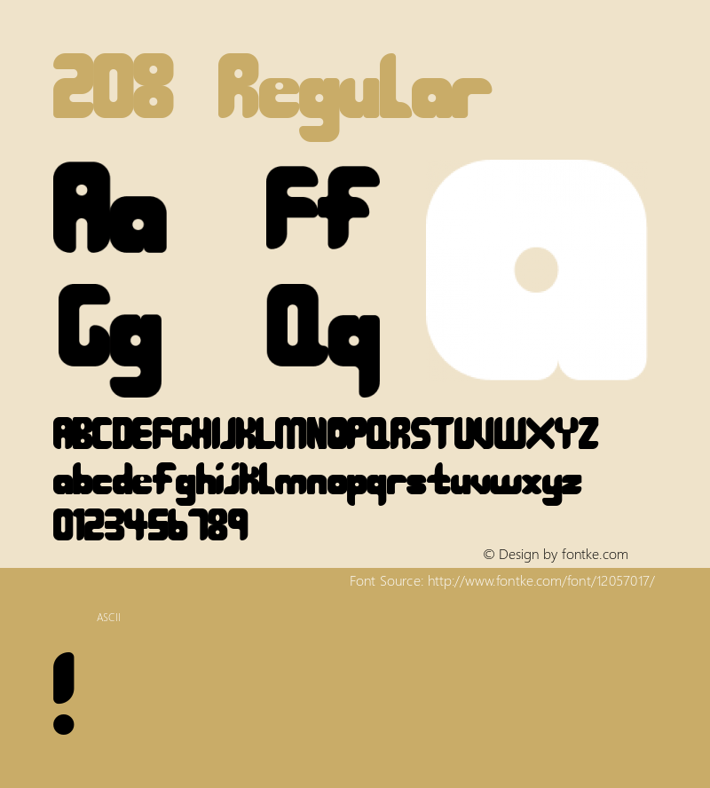 208 Regular Version 1.003 Font Sample