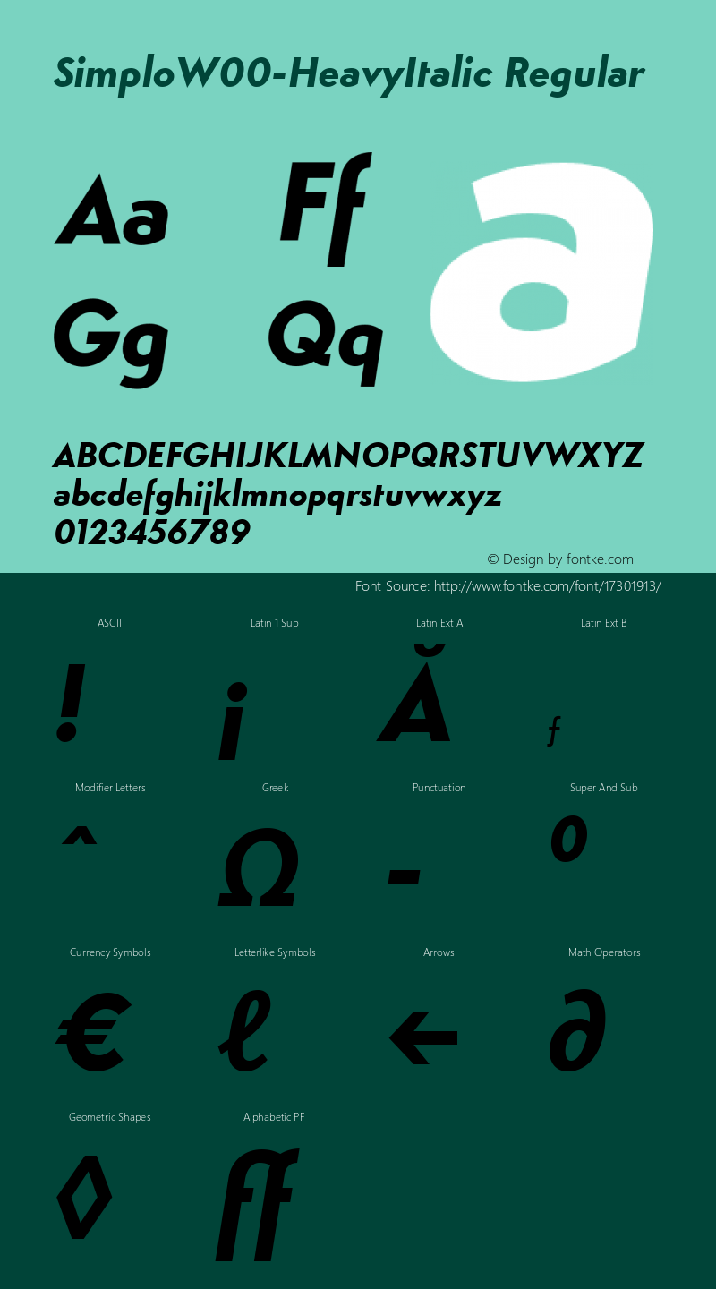 SimploW00-HeavyItalic Regular Version 1.1 Font Sample