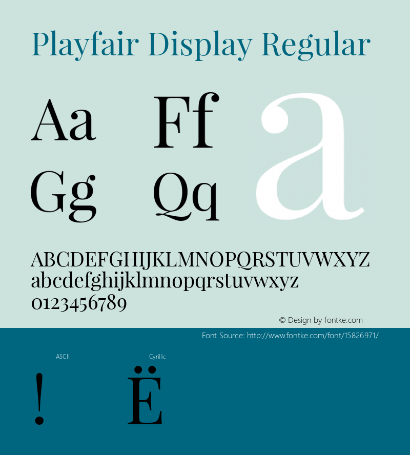 Playfair Display Regular Version 1.004;PS 001.004;hotconv 1.0.70;makeotf.lib2.5.58329; ttfautohint (v1.4.1) Font Sample