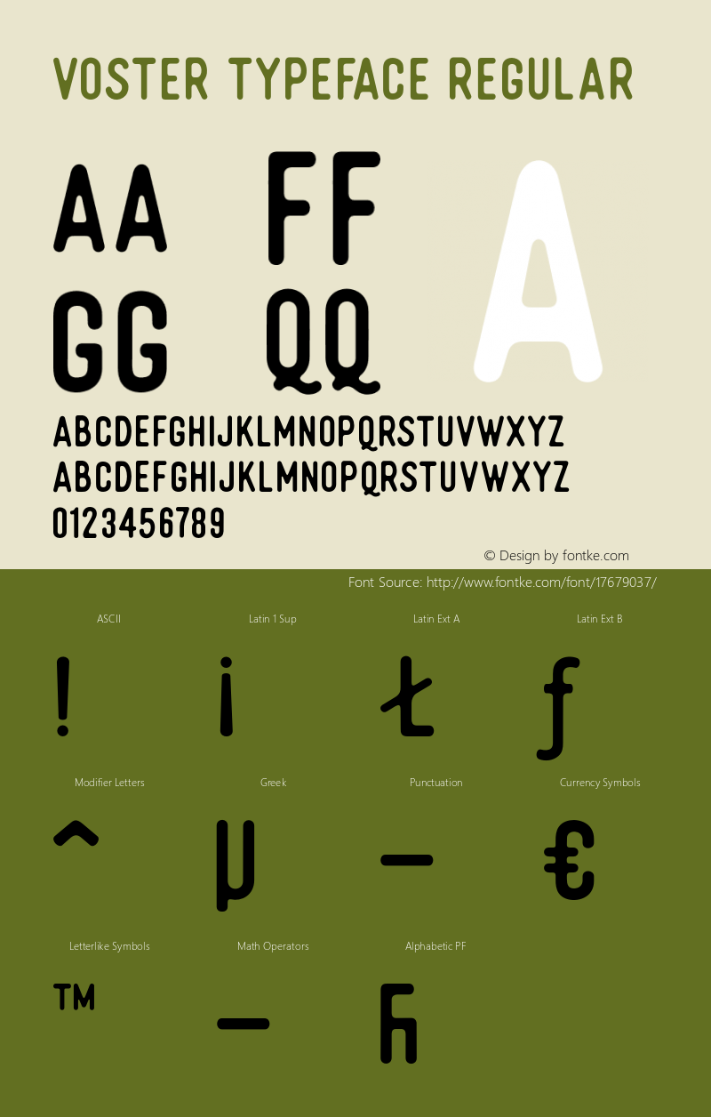 Voster Typeface Regular Version 1.000 Font Sample