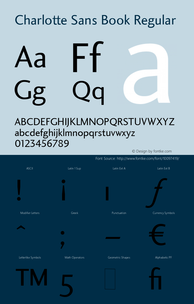 Charlotte Sans Book Regular Version 2.0 Font Sample