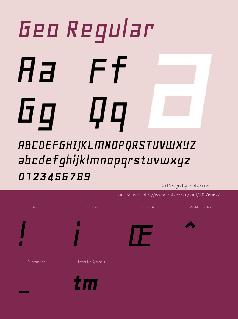 Geo Regular Version 001.000 Font Sample