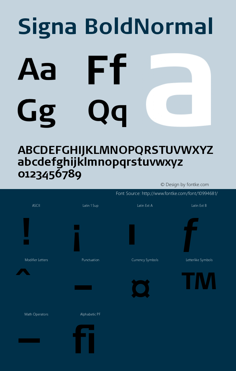 Signa BoldNormal Version 004.301 Font Sample