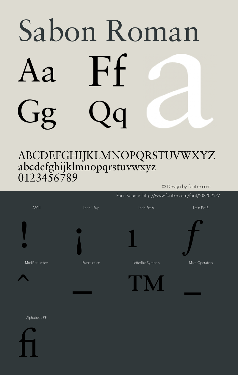 Sabon Roman Version 001.000 Font Sample