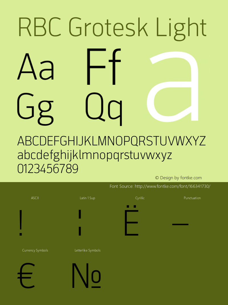 RBC Grotesk Light Version 001.000 Font Sample