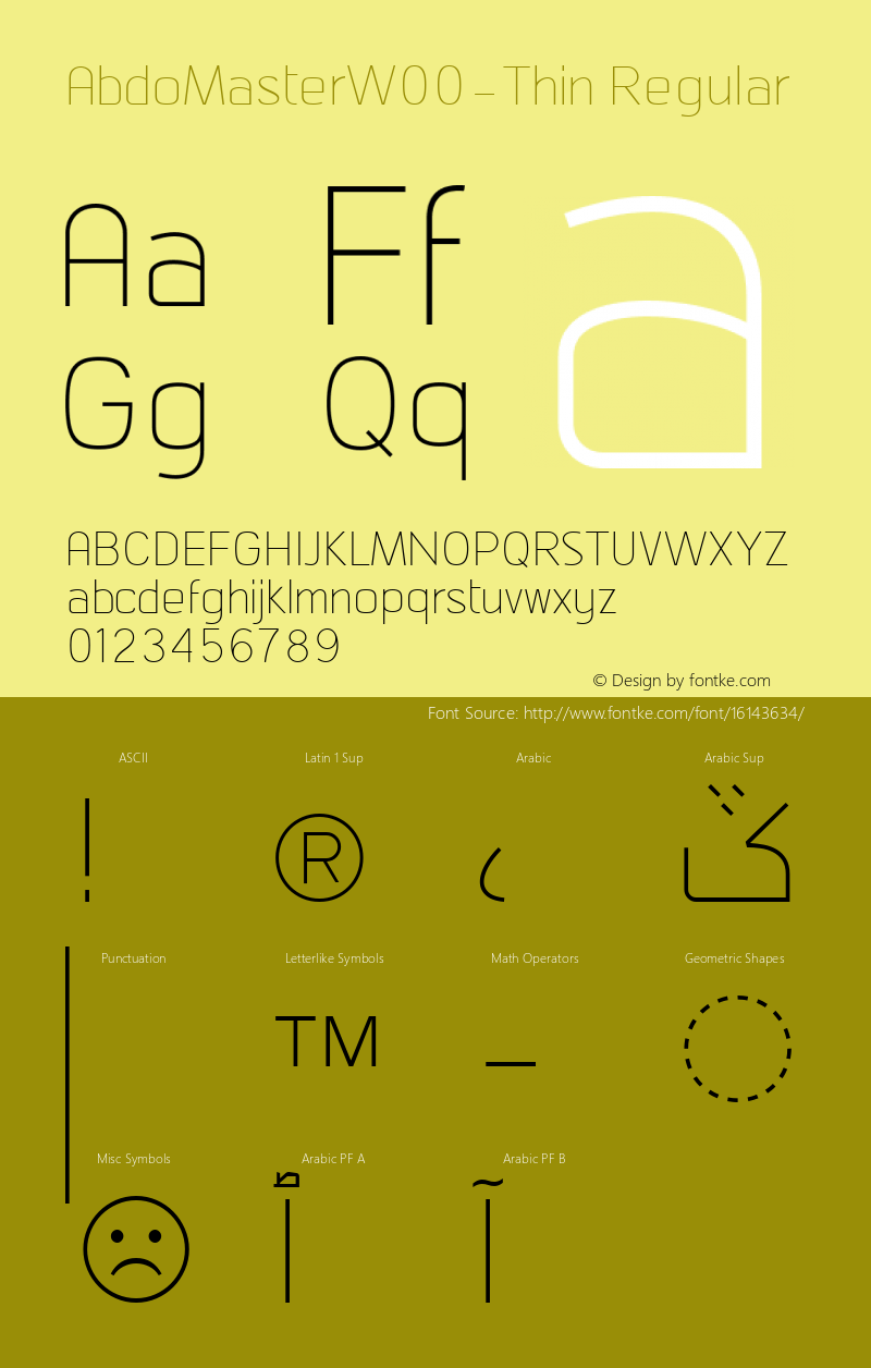 AbdoMasterW00-Thin Regular Version 2.90 Font Sample