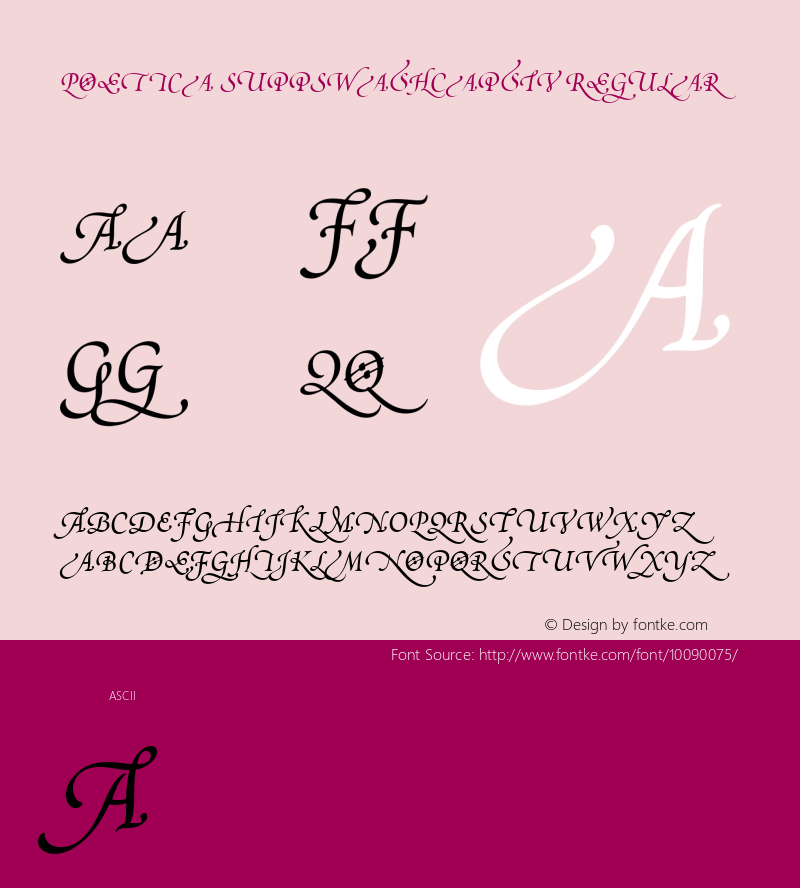 Poetica SuppSwashCapsIV Regular V.1.0 Font Sample