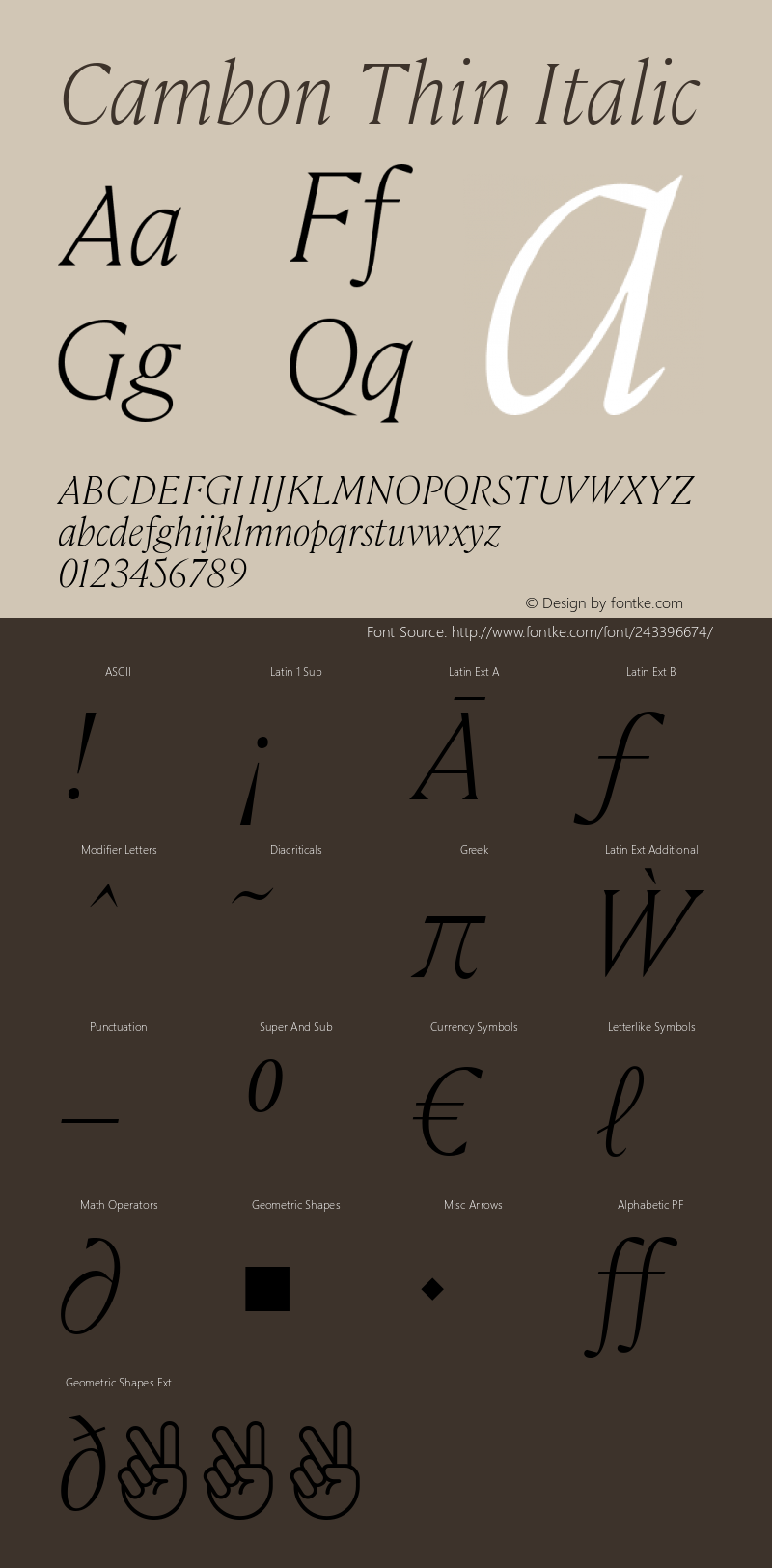 Cambon Thin Italic Version 2.001 | web-ttf图片样张