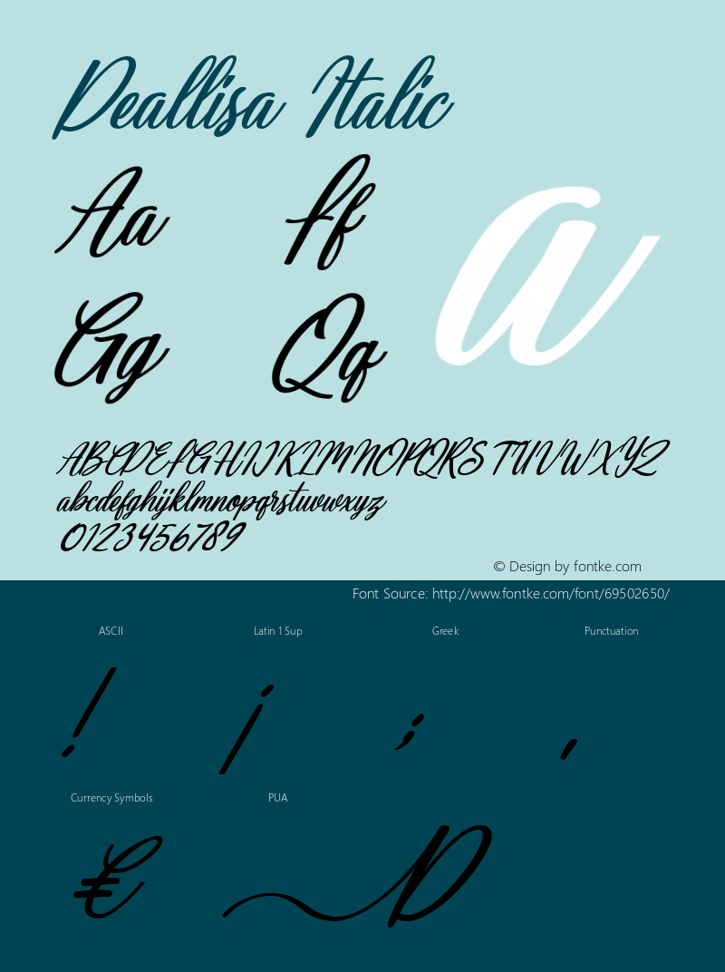 Deallisa Italic Version 1.00;June 4, 2020;FontCreator 12.0.0.2563 64-bit Font Sample