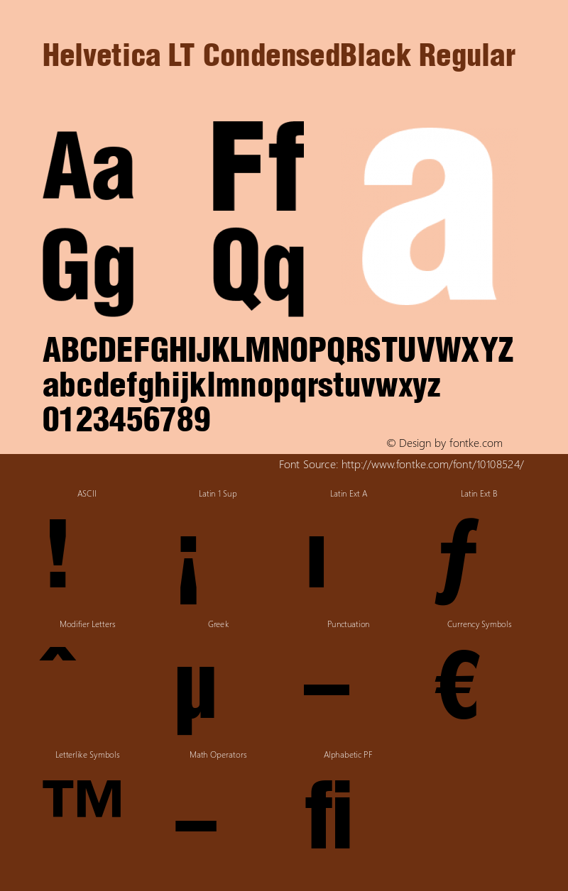 Helvetica LT CondensedBlack Regular Version 6.1; 2002 Font Sample