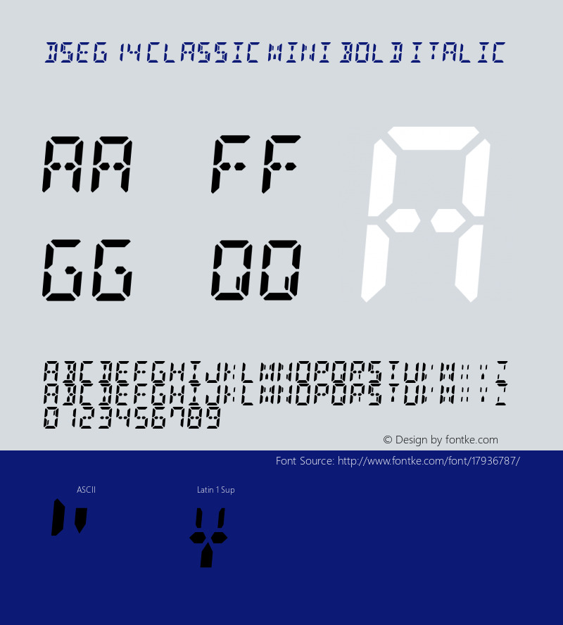 DSEG14 Classic Mini Bold Italic Version 0.2 Font Sample