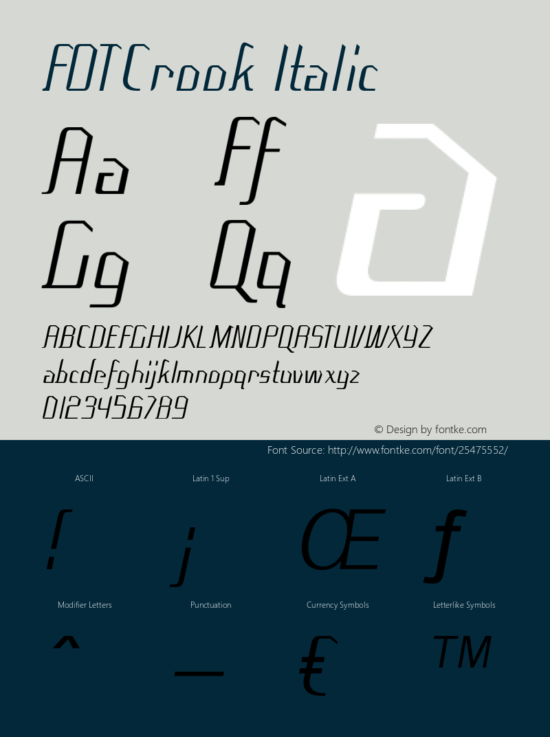 FOTCrook-Italic Version 1.000 Font Sample