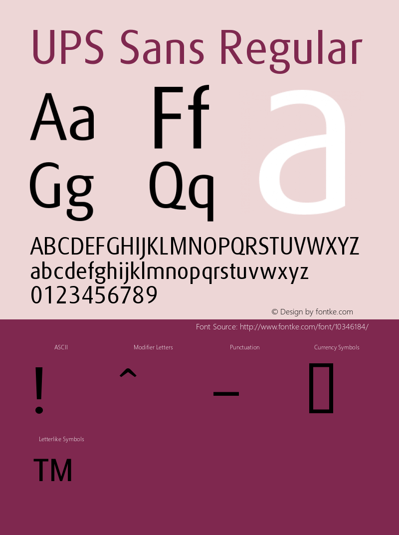 UPS Sans Regular Version 1.0 Extracted by ASV http://www.buraks.com/asv Font Sample