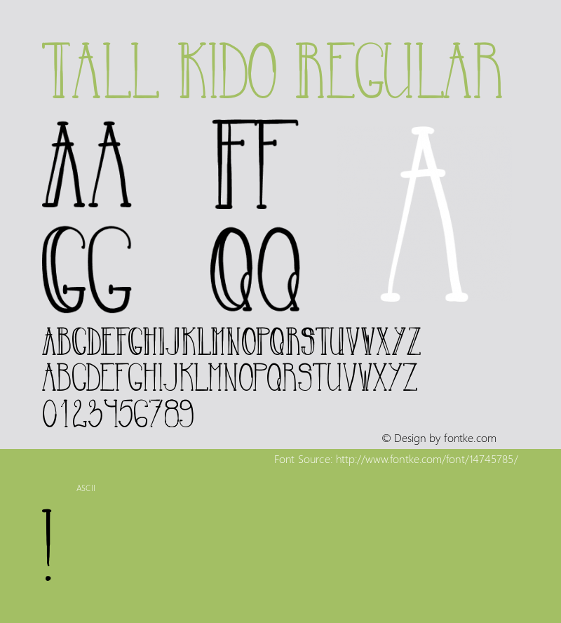 Tall Kido Regular Version 1.00 2014 Font Sample