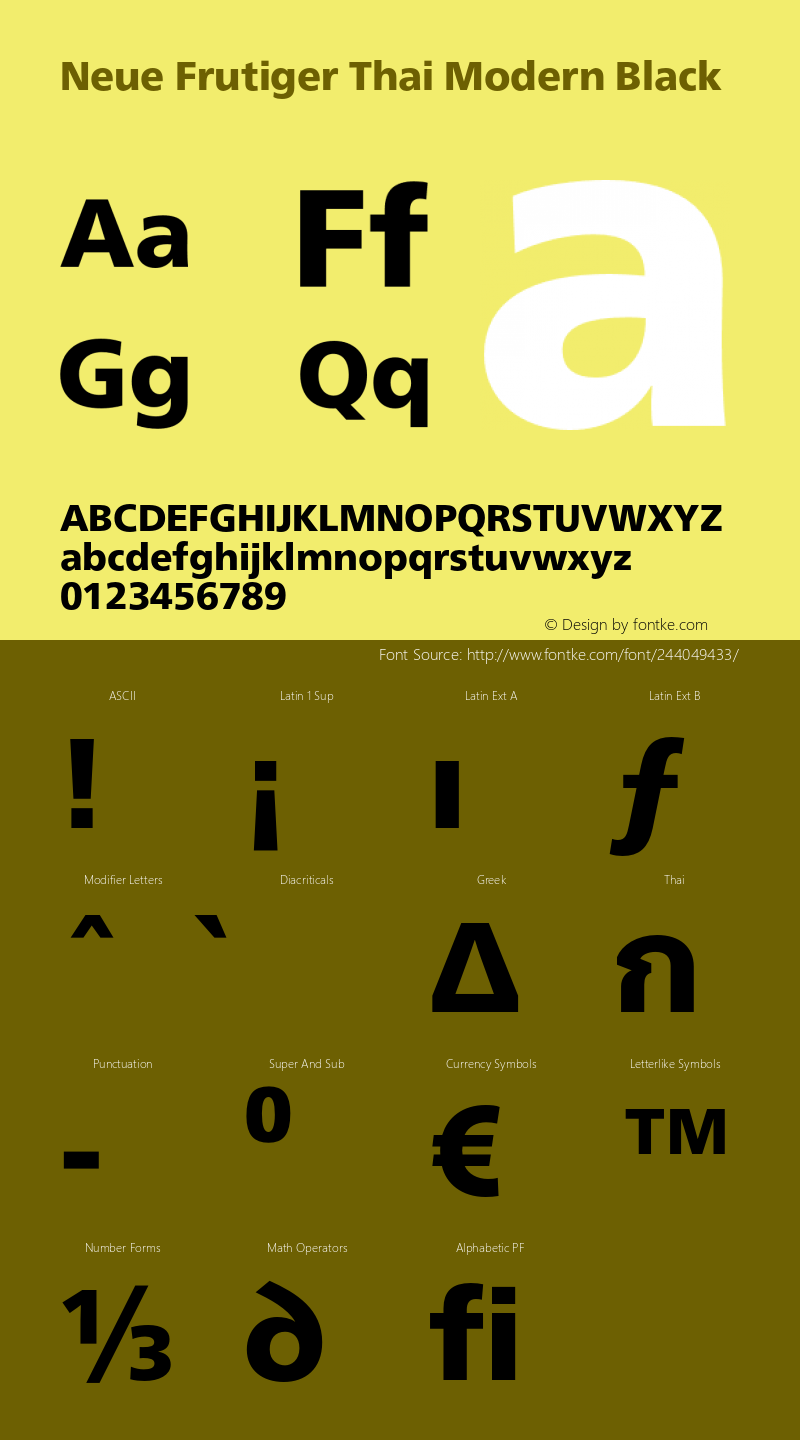 Neue Frutiger Thai Modern Black Version 1.00, build 29, s3图片样张