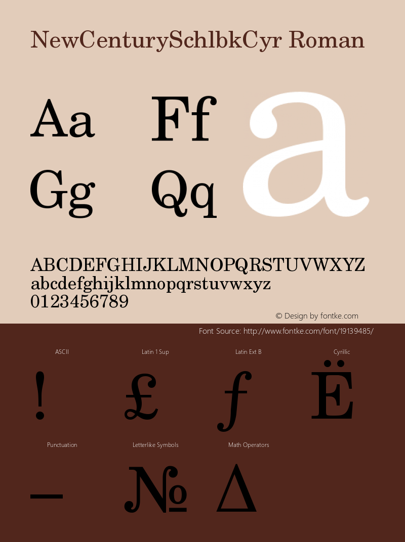 NewCenturySchlbkCyr-Roman Version 001.000 Font Sample