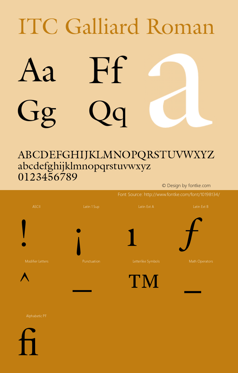 ITC Galliard Roman 001.001 Font Sample