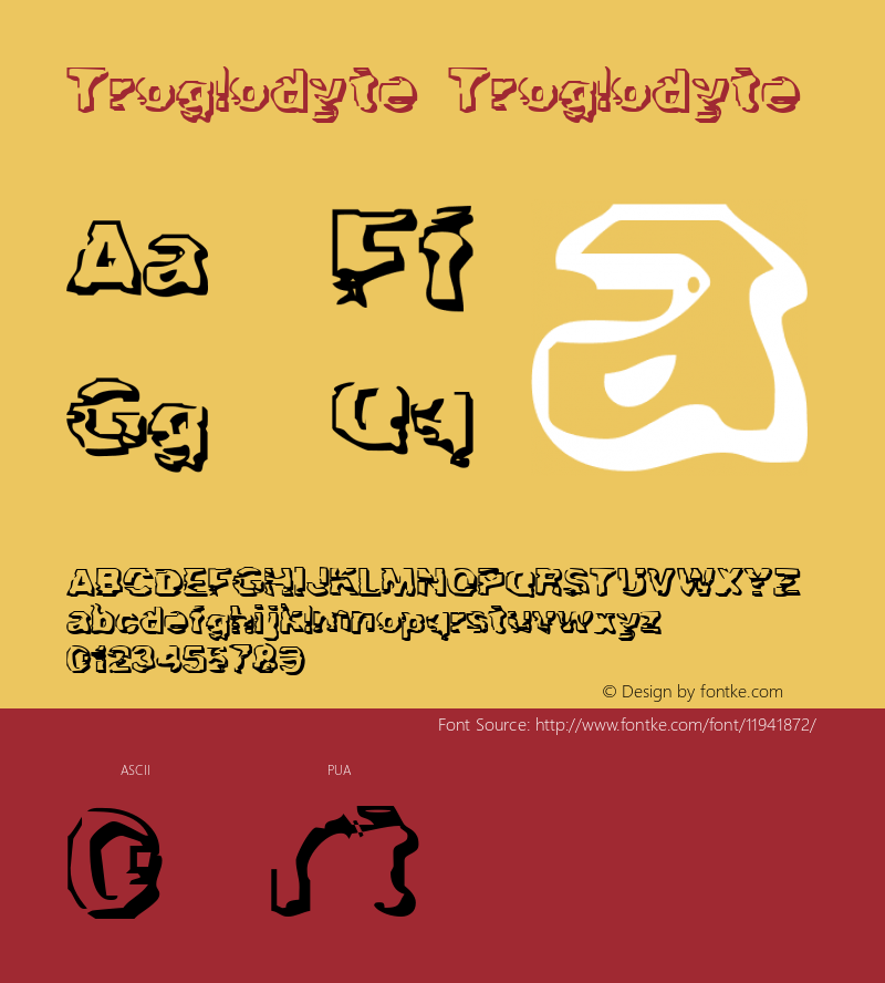 Troglodyte Troglodyte 2001; 1.2 Font Sample