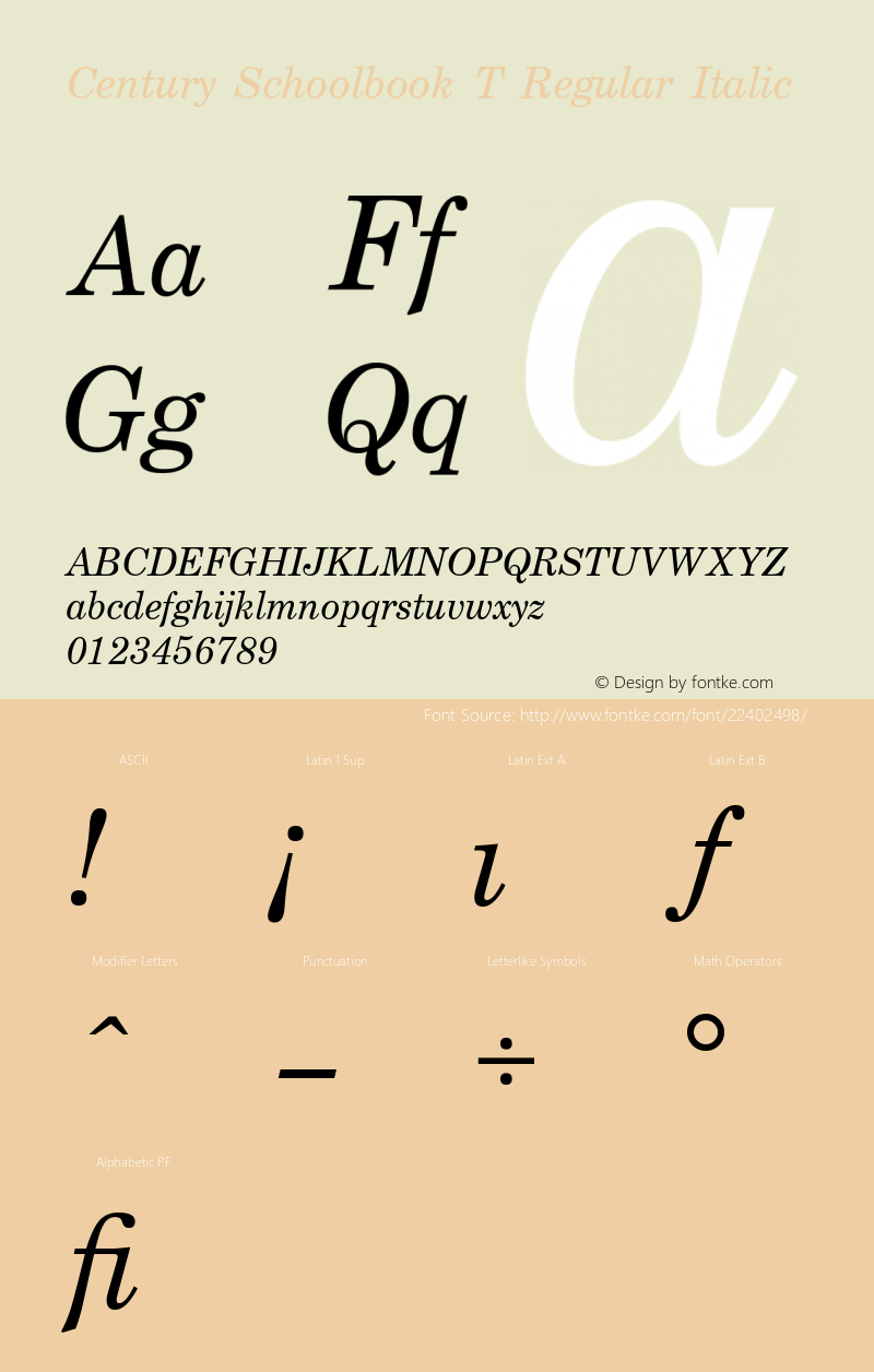 CenturySchT-ReguItal 001.005 Font Sample