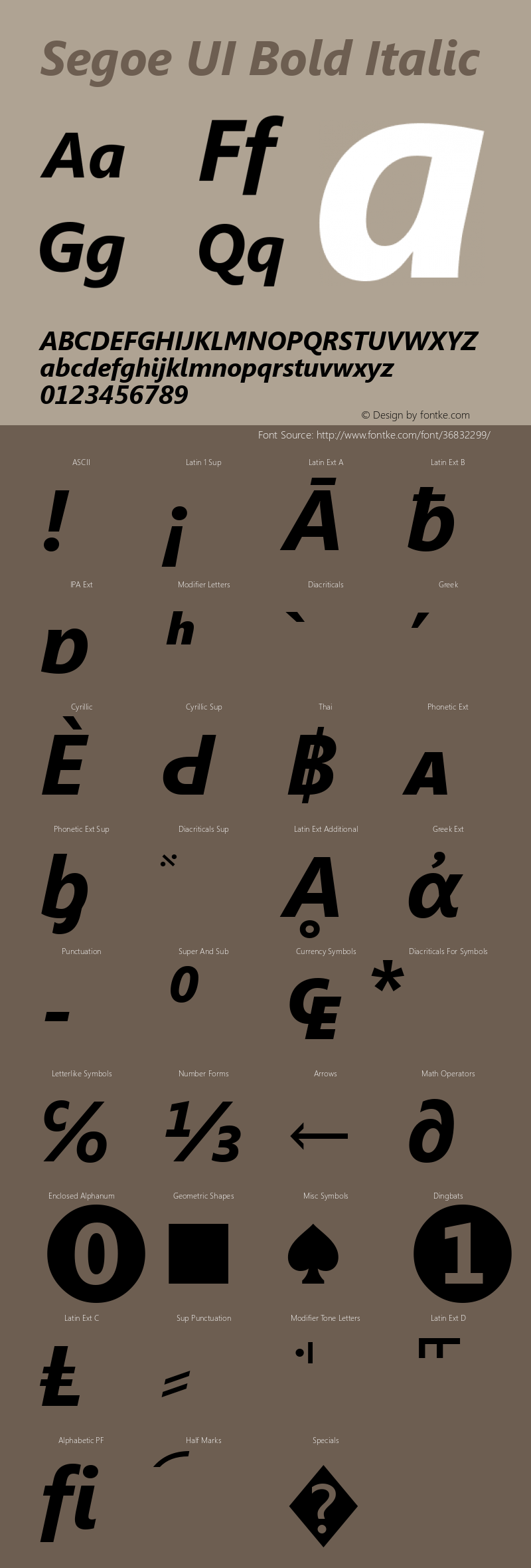 Segoe UI Bold Italic Version 5.13 Font Sample