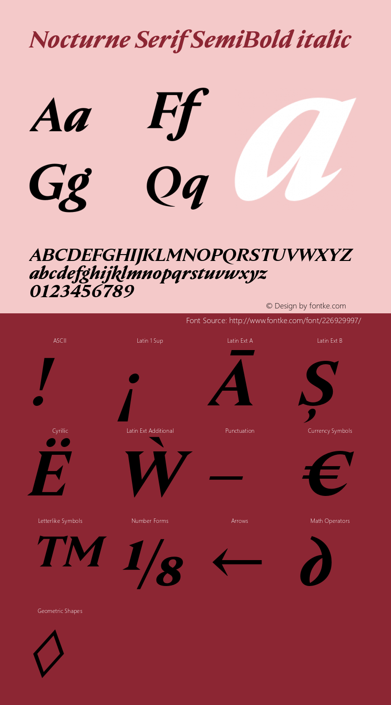 Nocturne Serif SemiBold italic Version 1.000;PS 001.000;hotconv 1.0.88;makeotf.lib2.5.64775图片样张