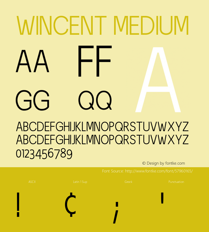 Wincent Medium Version 1.00;March 8, 2020;FontCreator 11.5.0.2422 64-bit Font Sample