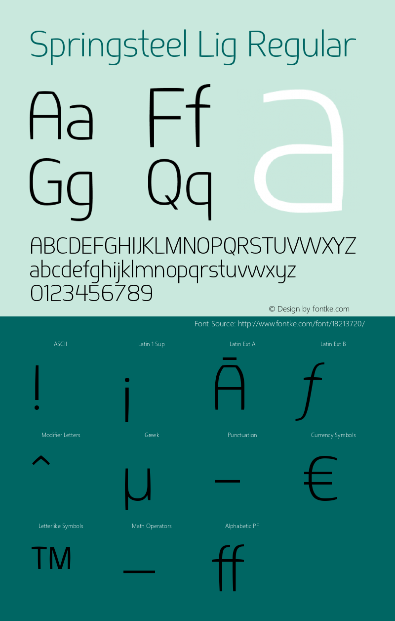 Springsteel Lig Regular Version 1.001 Font Sample