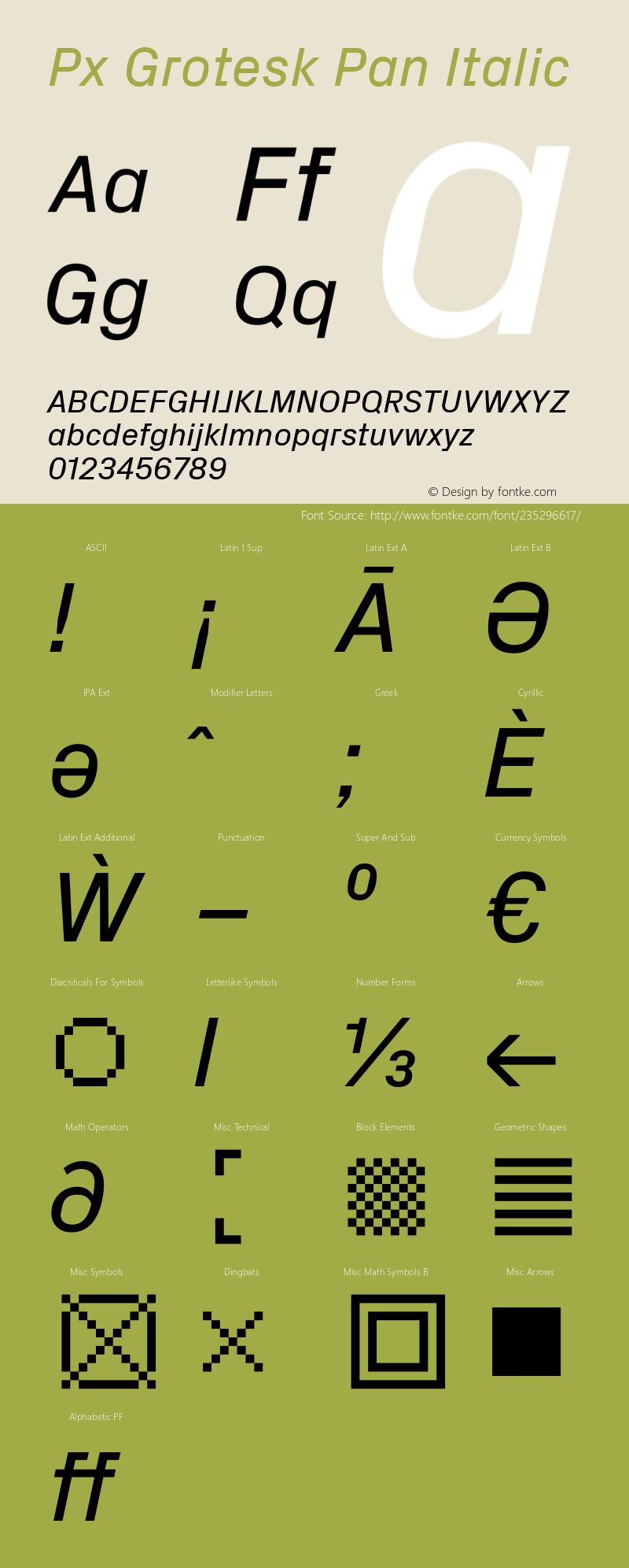 Px Grotesk Pan Italic Version 2.001; build 0001图片样张