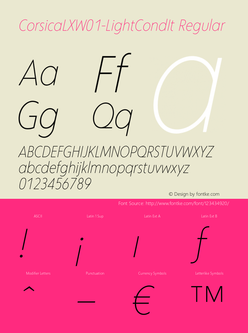 Corsica LX W01 Light Cond It Version 1.00 Font Sample