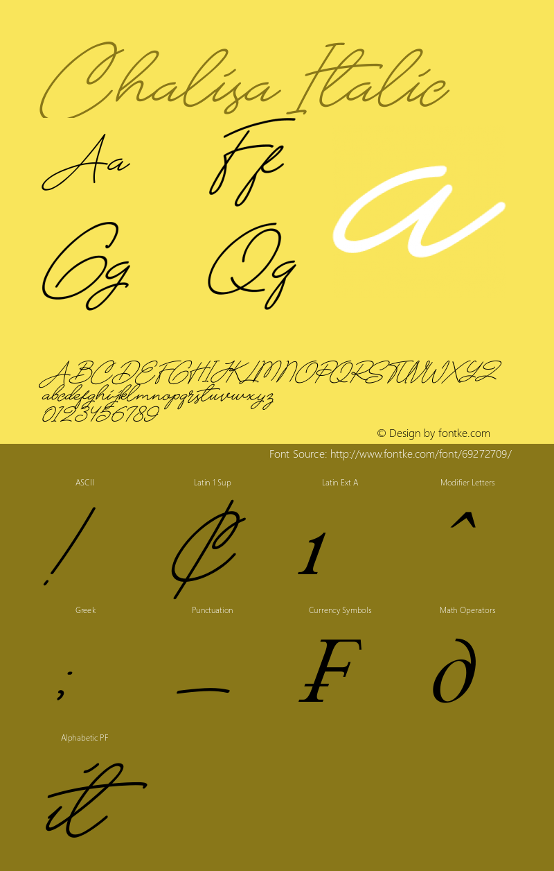 Chalisa Italic Version 1.00;May 26, 2020;FontCreator 12.0.0.2563 64-bit Font Sample