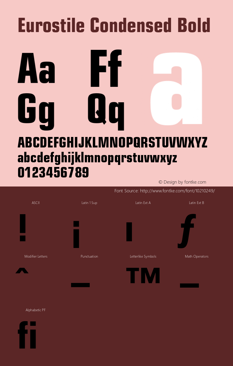 Eurostile Condensed Bold 001.002 Font Sample