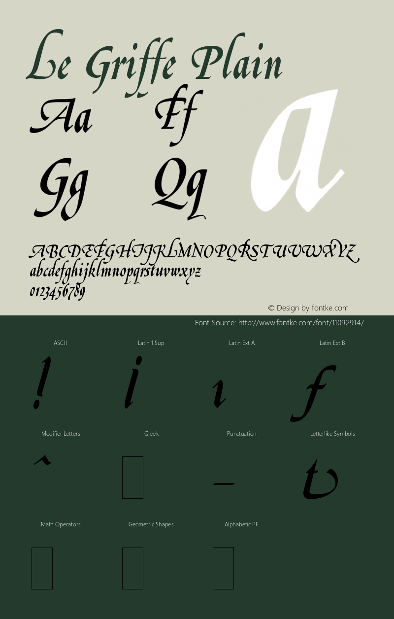 Le Griffe Plain Version 001.000 Font Sample